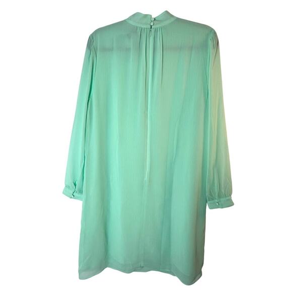 NWT J. Crew Size 14 Mock neck Shift Dress Long Sleeves Mint Green Chiffon - Picture 6 of 13